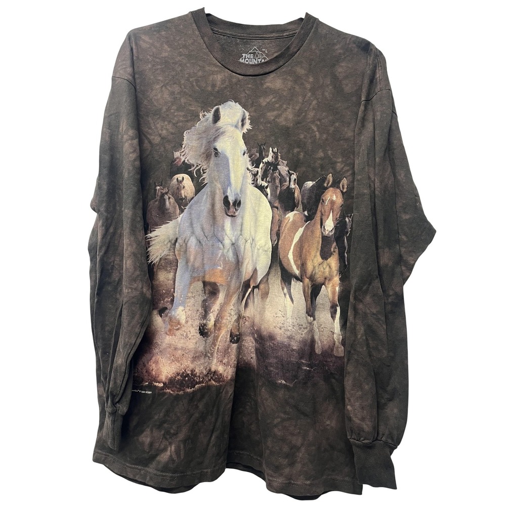 The Mountain Horse Shirt Mens Large Brown Long Sleeve Running Graphic Tee